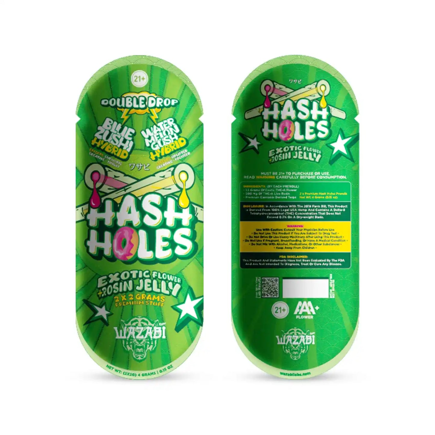 WAZABI EXOTICS 2G HASH HOLE DOUBLE DROP PREROLLS 2CT 10/PK