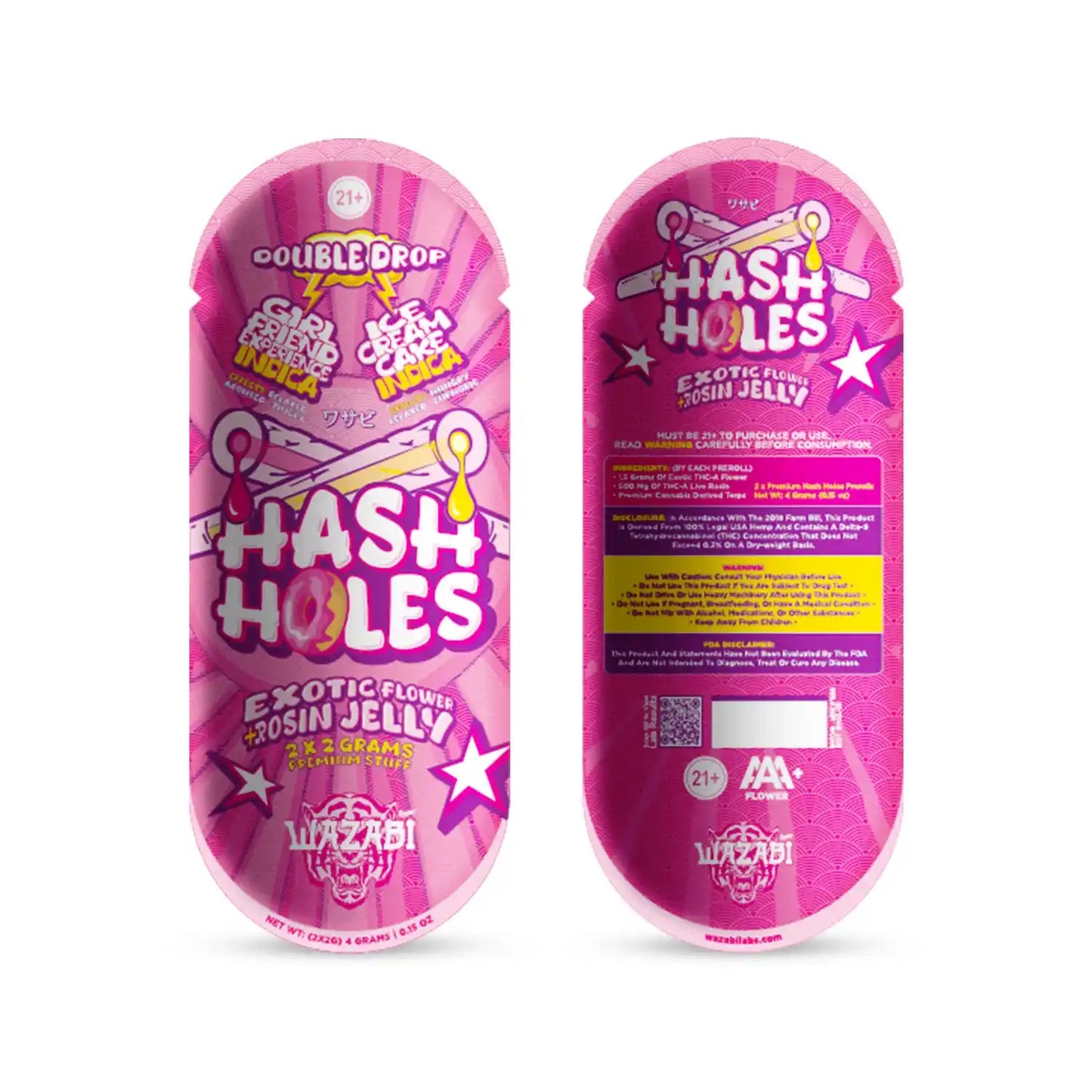 WAZABI EXOTICS 2G HASH HOLE DOUBLE DROP PREROLLS 2CT 10/PK